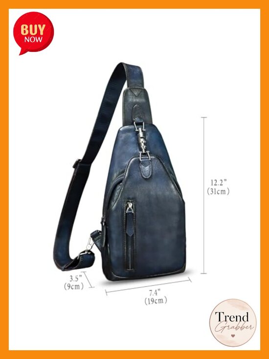 Genuine Leather Sling Bag Crossbody Chest Purse Vintage Handmade Backpack main image 4